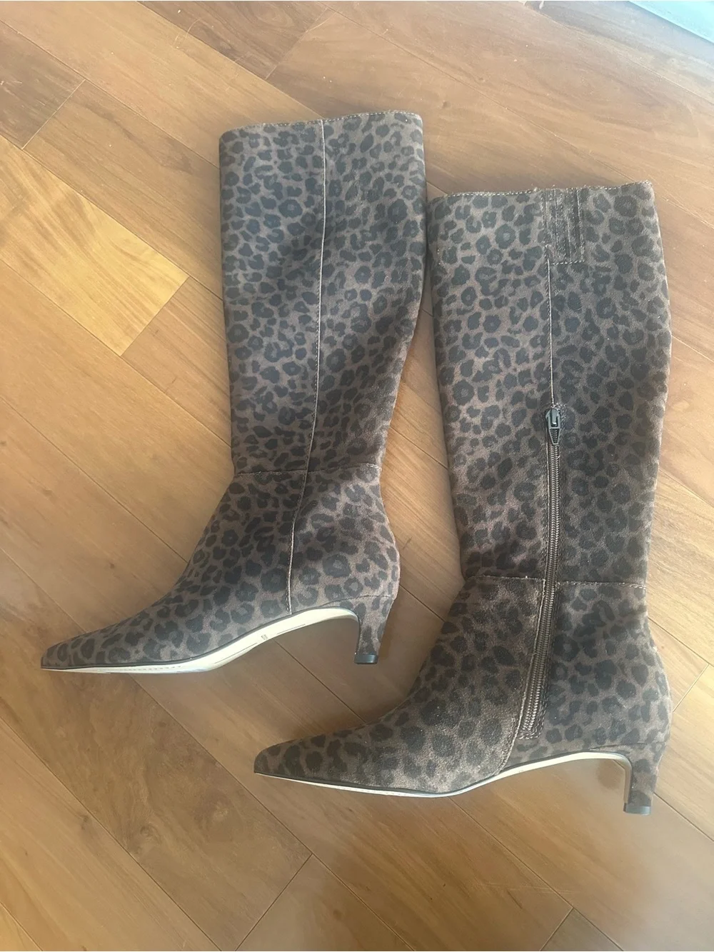 Dolce Vita Aldy Boots Brown Leopard Print Suede Knee-High